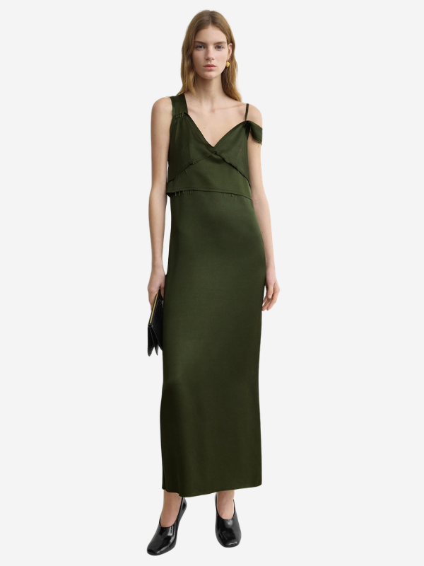 Totême V-Neck Slip Dress - Bottle Green