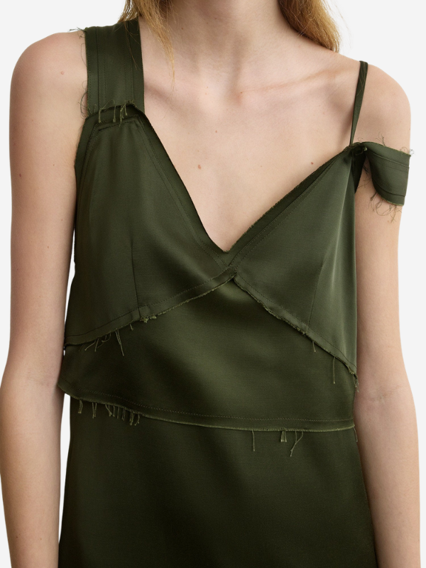 Totême V-Neck Slip Dress - Bottle Green