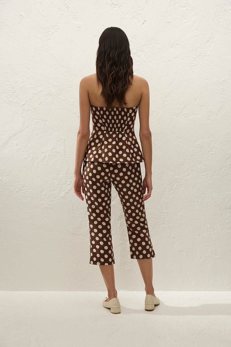 Faithfull The Brand Valeria Capri Pant - Cioccolato Dot