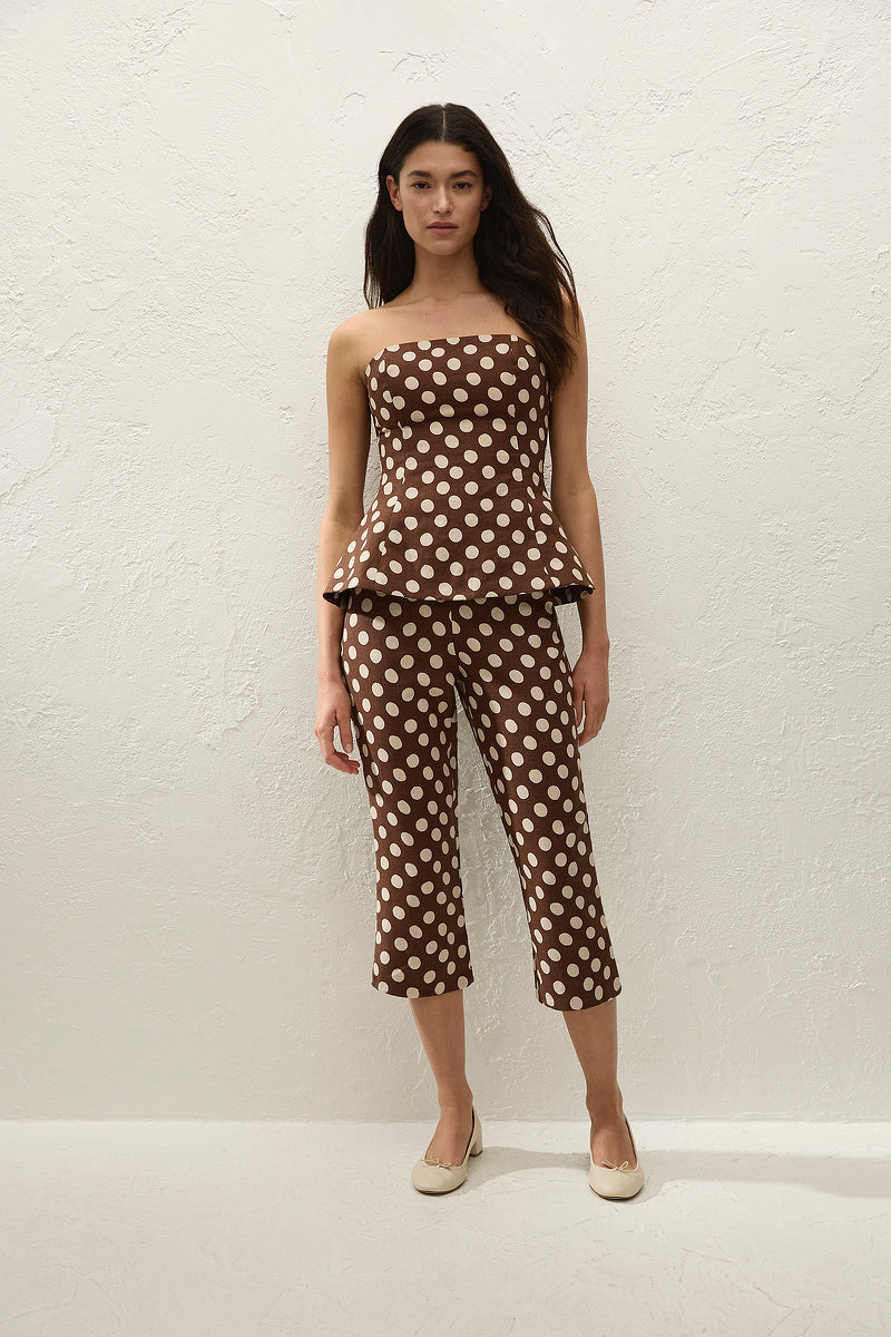 Faithfull The Brand Valeria Capri Pant - Cioccolato Dot