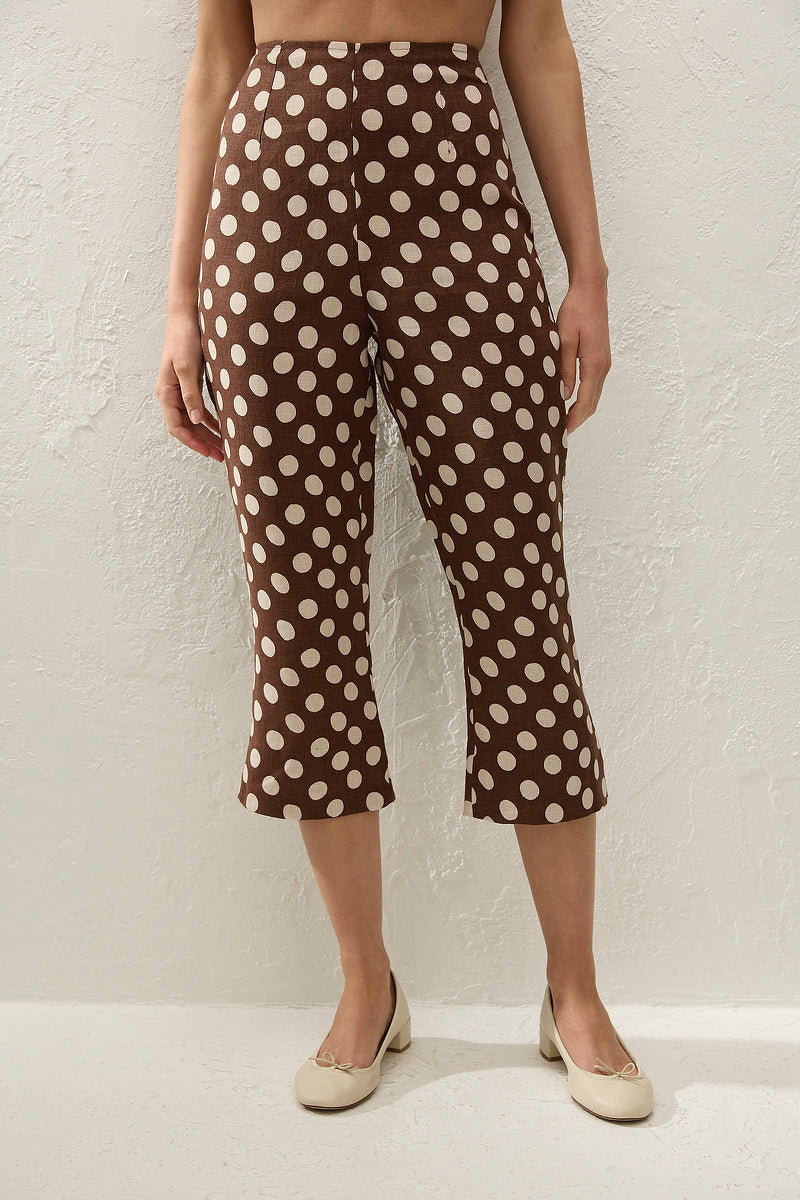 Faithfull The Brand Valeria Capri Pant - Cioccolato Dot