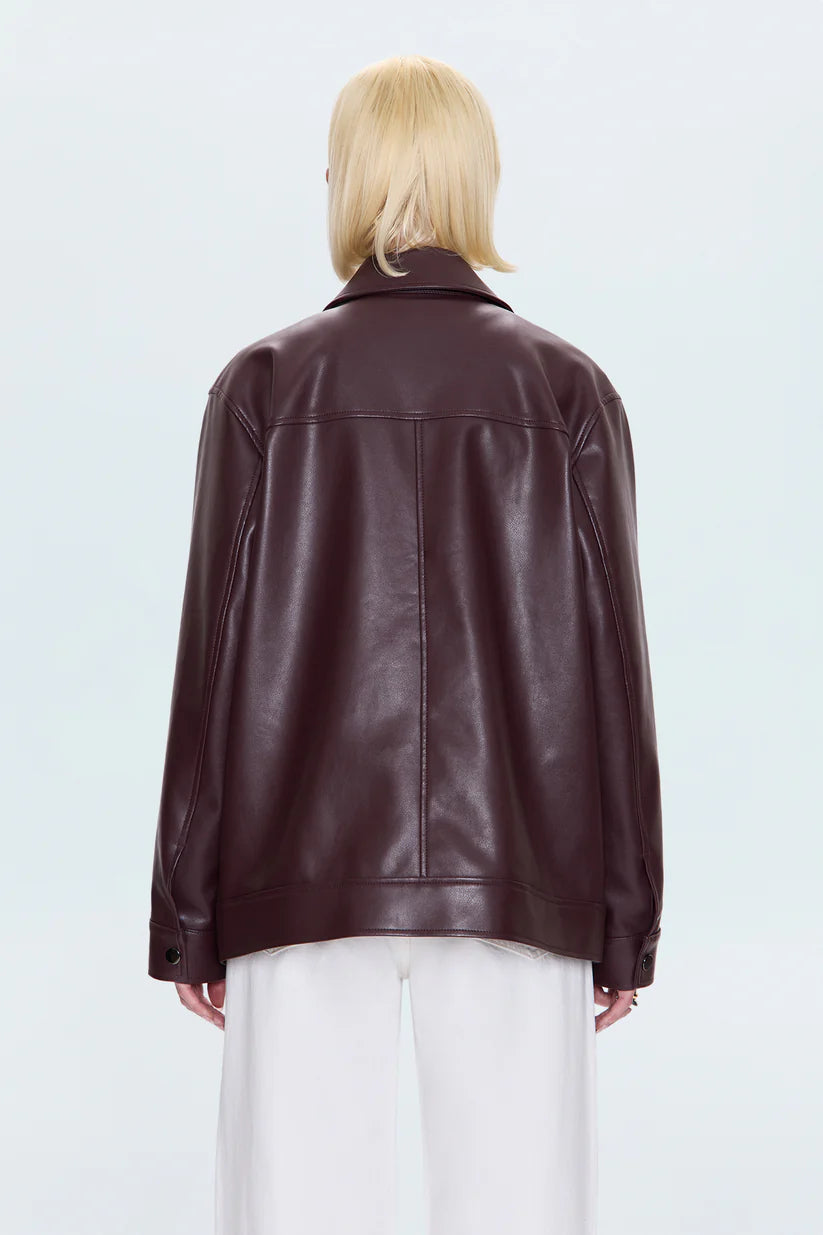 Pistola Valerie Faux Leather Bomber Jacket - Cabernet