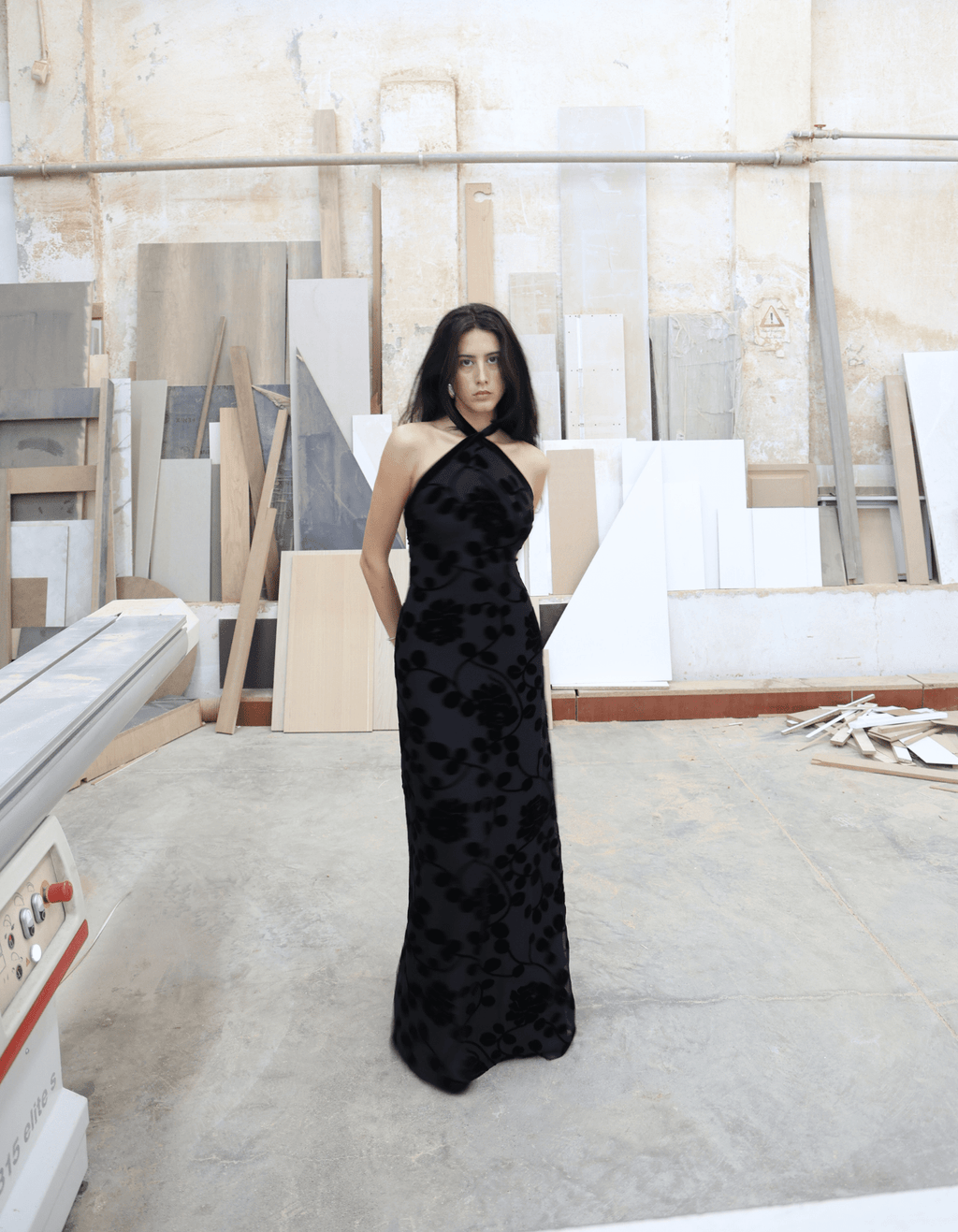 MAET Valytia Silk and Velvet Dress - Black