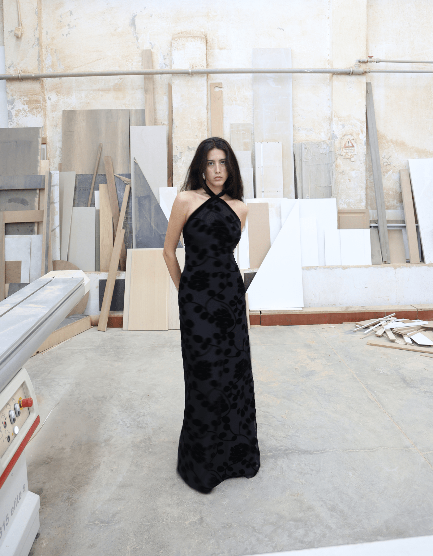MAET Valytia Silk and Velvet Dress - Black