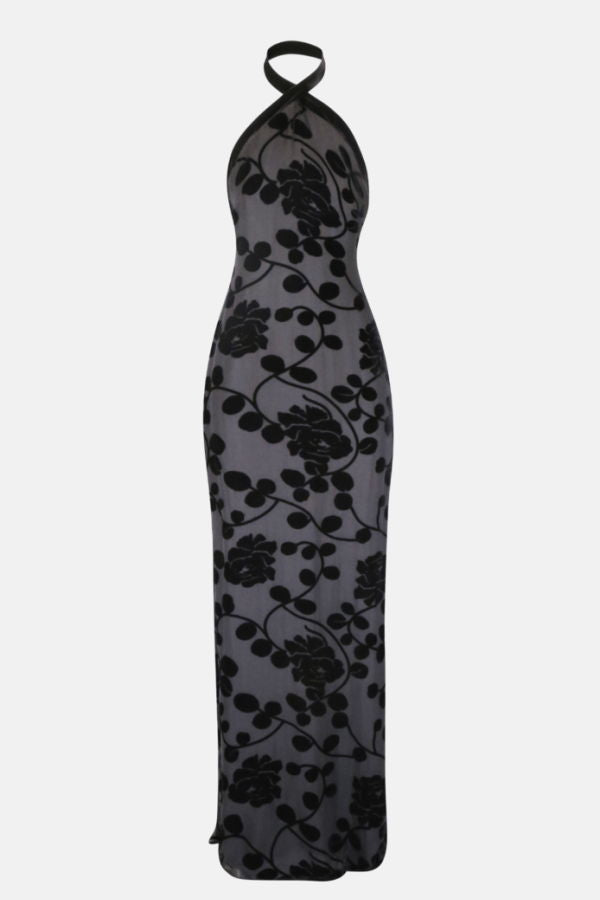 MAET Valytia Silk and Velvet Dress - Black