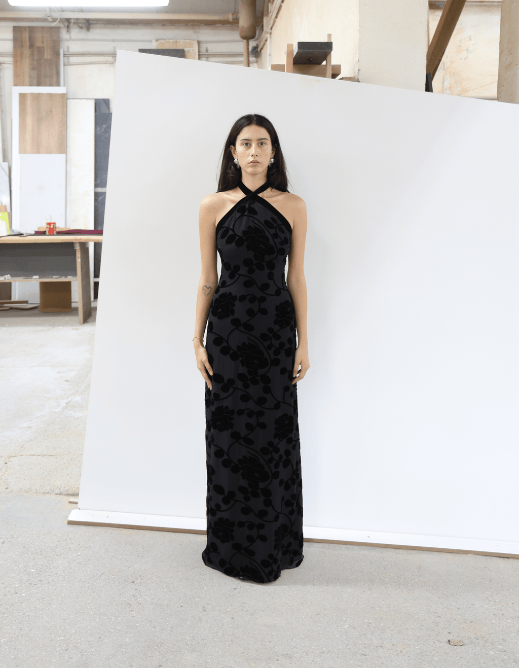 MAET Valytia Silk and Velvet Dress - Black
