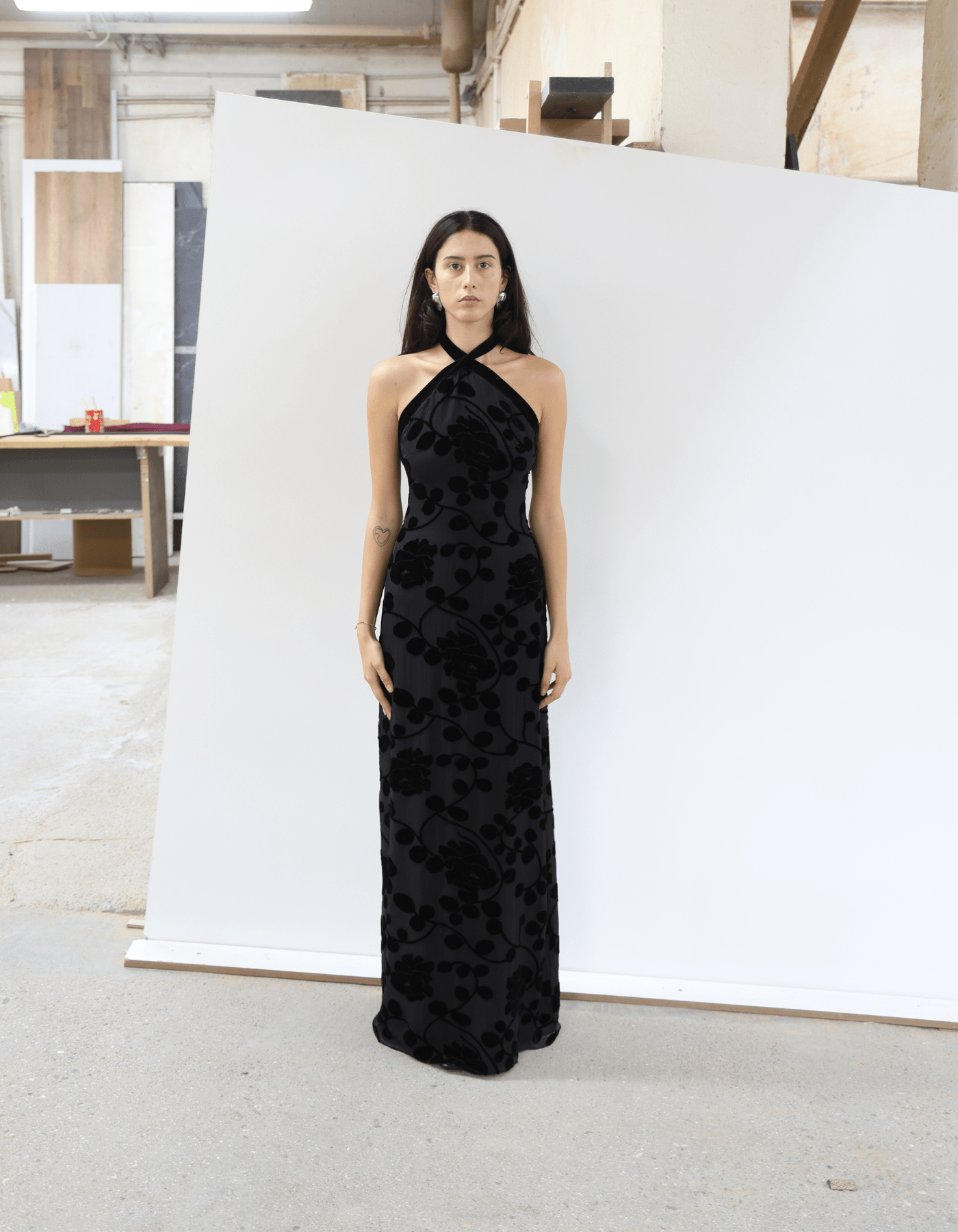MAET Valytia Silk and Velvet Dress - Black