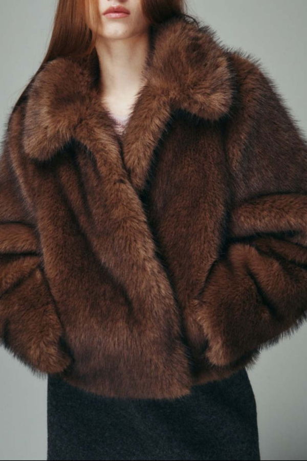 Dunst Vegan Fur Cropped Jacket - Brown