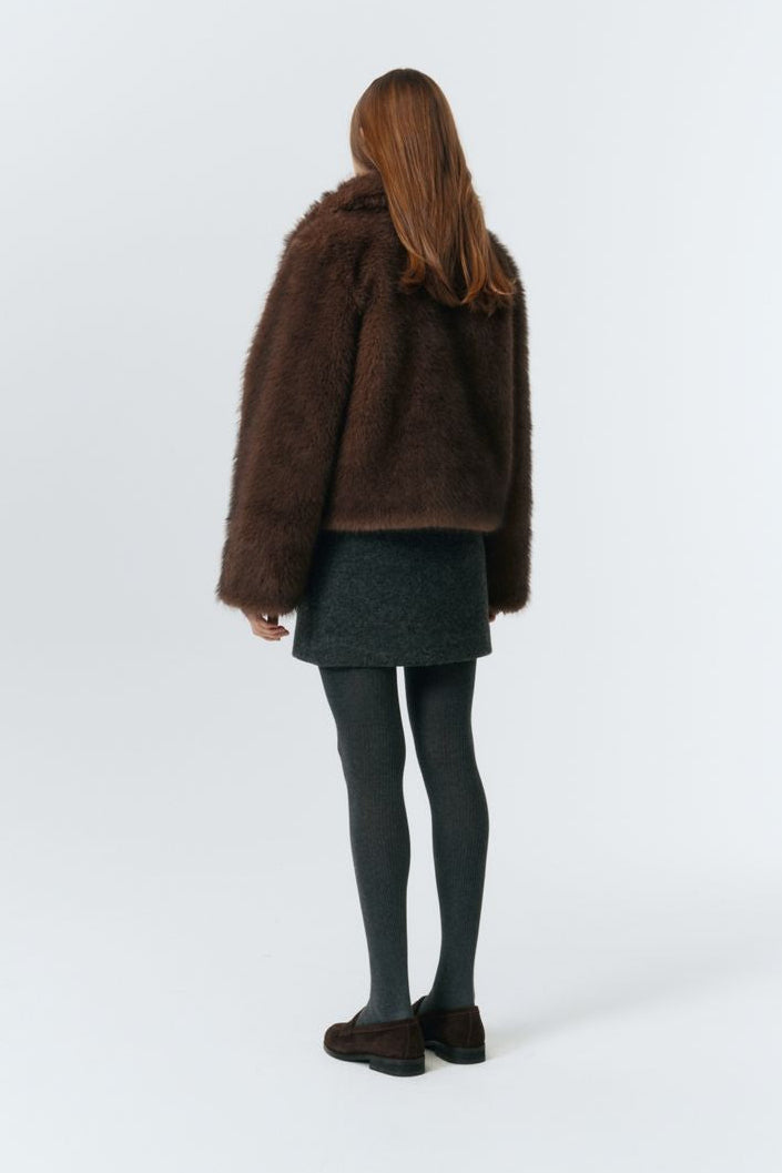 Dunst Vegan Fur Cropped Jacket - Brown