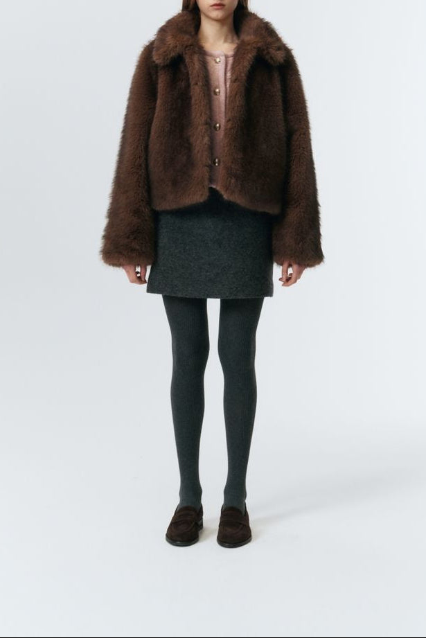 Dunst Vegan Fur Cropped Jacket - Brown
