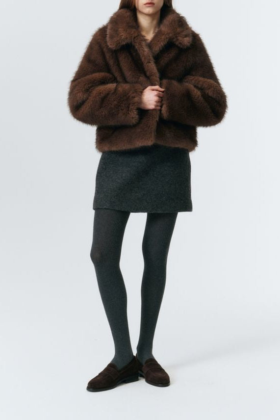 Dunst Vegan Fur Cropped Jacket - Brown