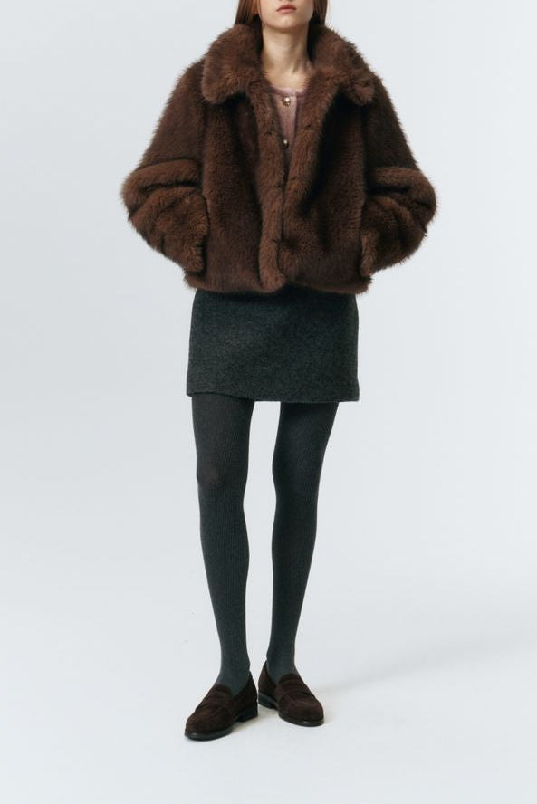 Dunst Vegan Fur Cropped Jacket - Brown