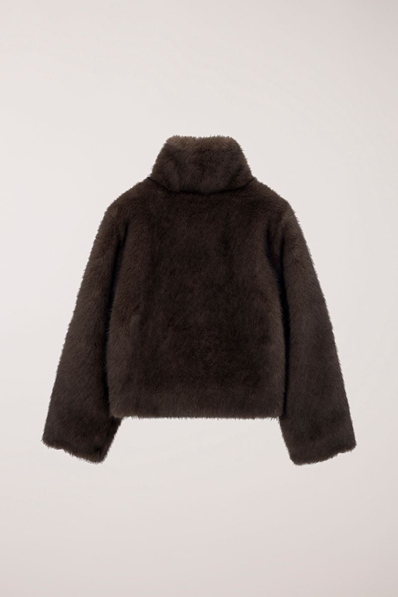 Dunst Vegan Fur Cropped Jacket - Brown