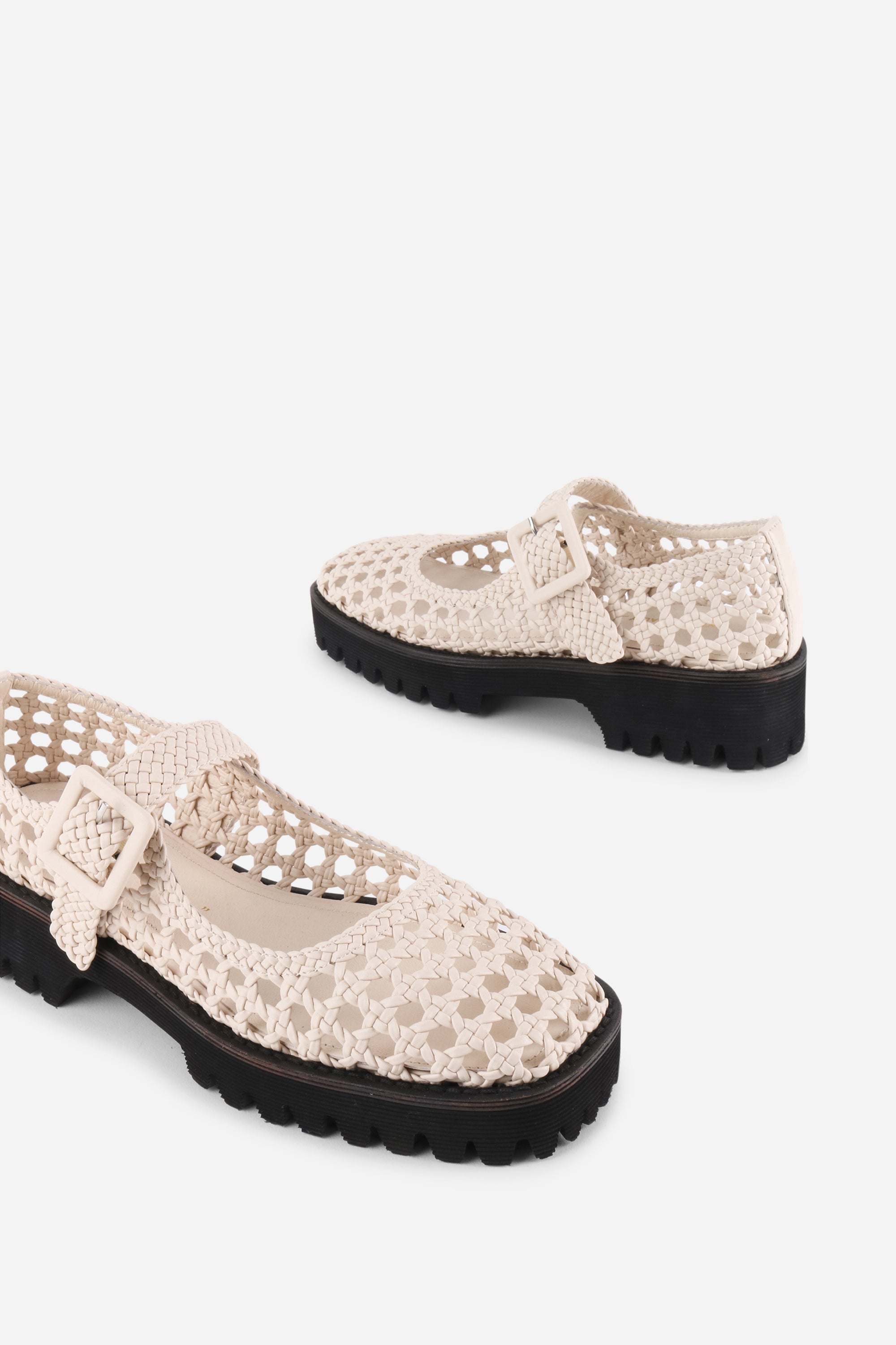 "INTENTIONALLY __________." Veronique Woven Mary Jane Flat