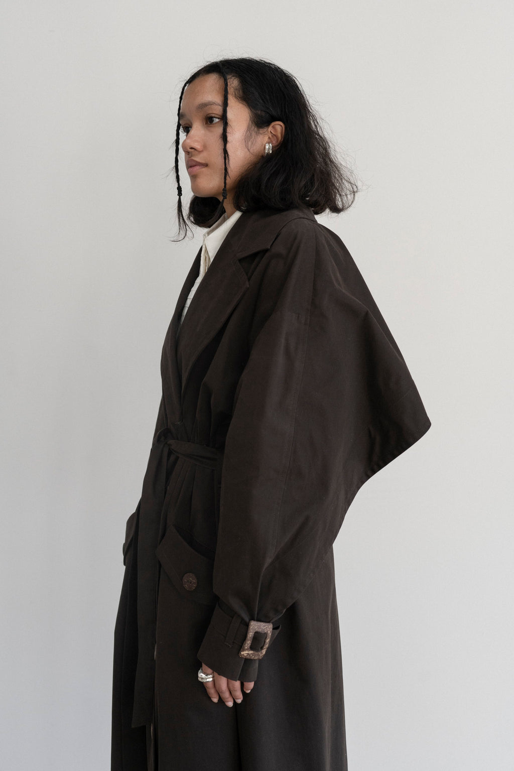 K M by L A N G E Vishenka Cotton Trench Coat - Chocolate