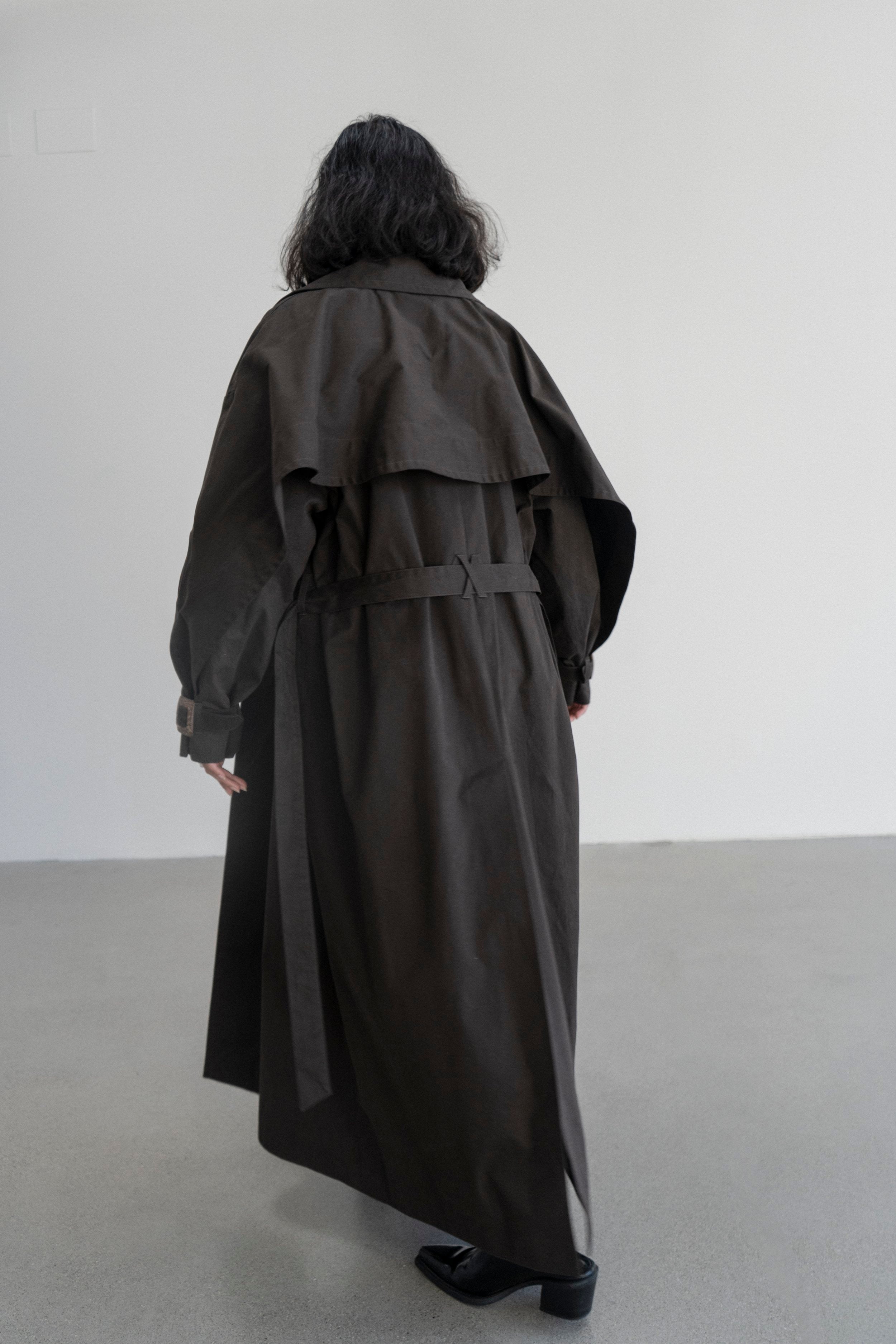 K M by L A N G E Vishenka Cotton Trench Coat - Chocolate