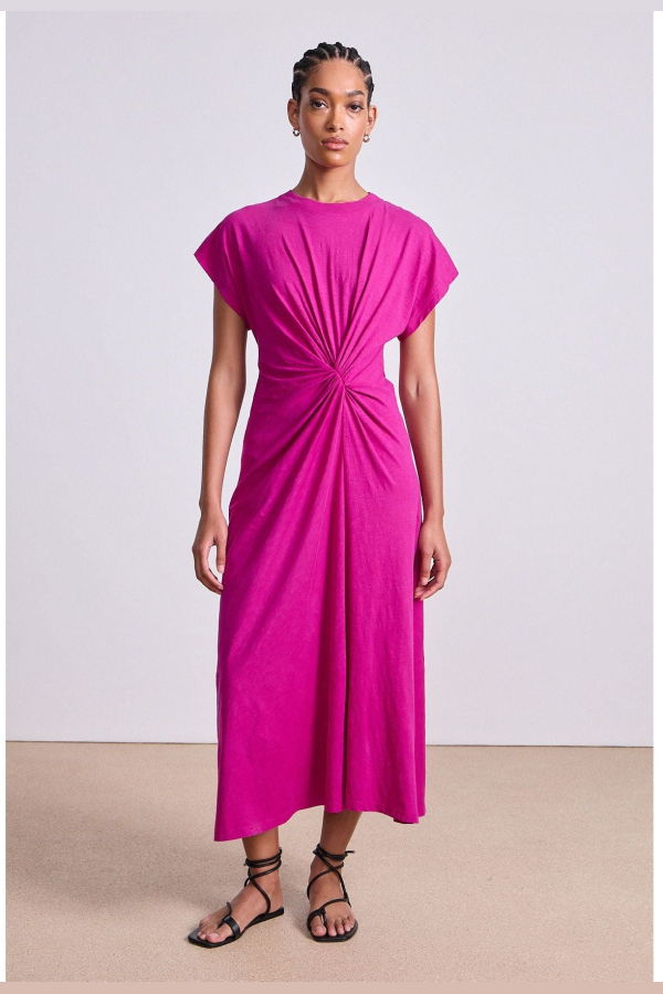 Apiece Apart Volta Twist Dress - Fuchsia