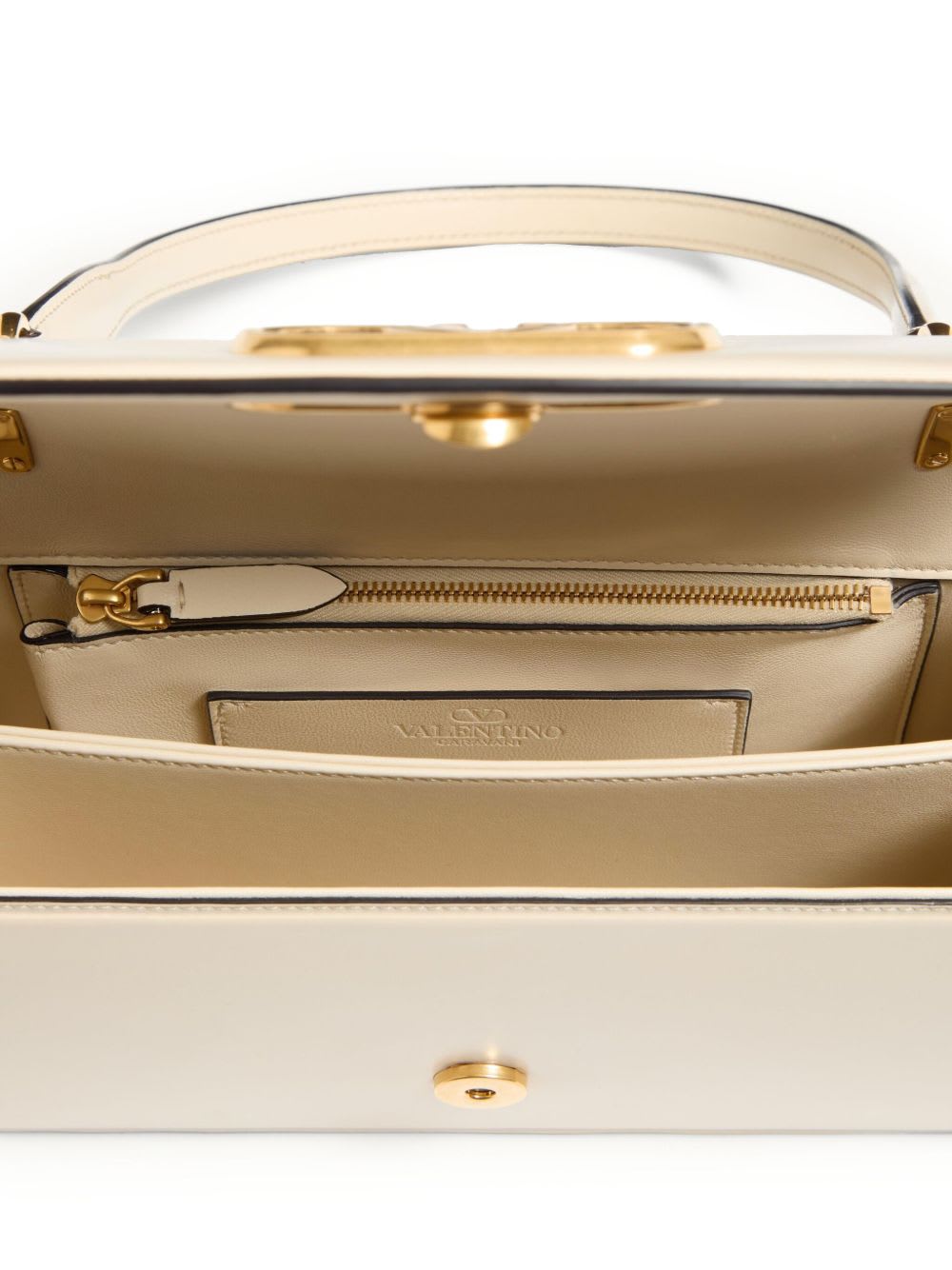 Valentino Garavani Vain Leather Top Handle Bag - White