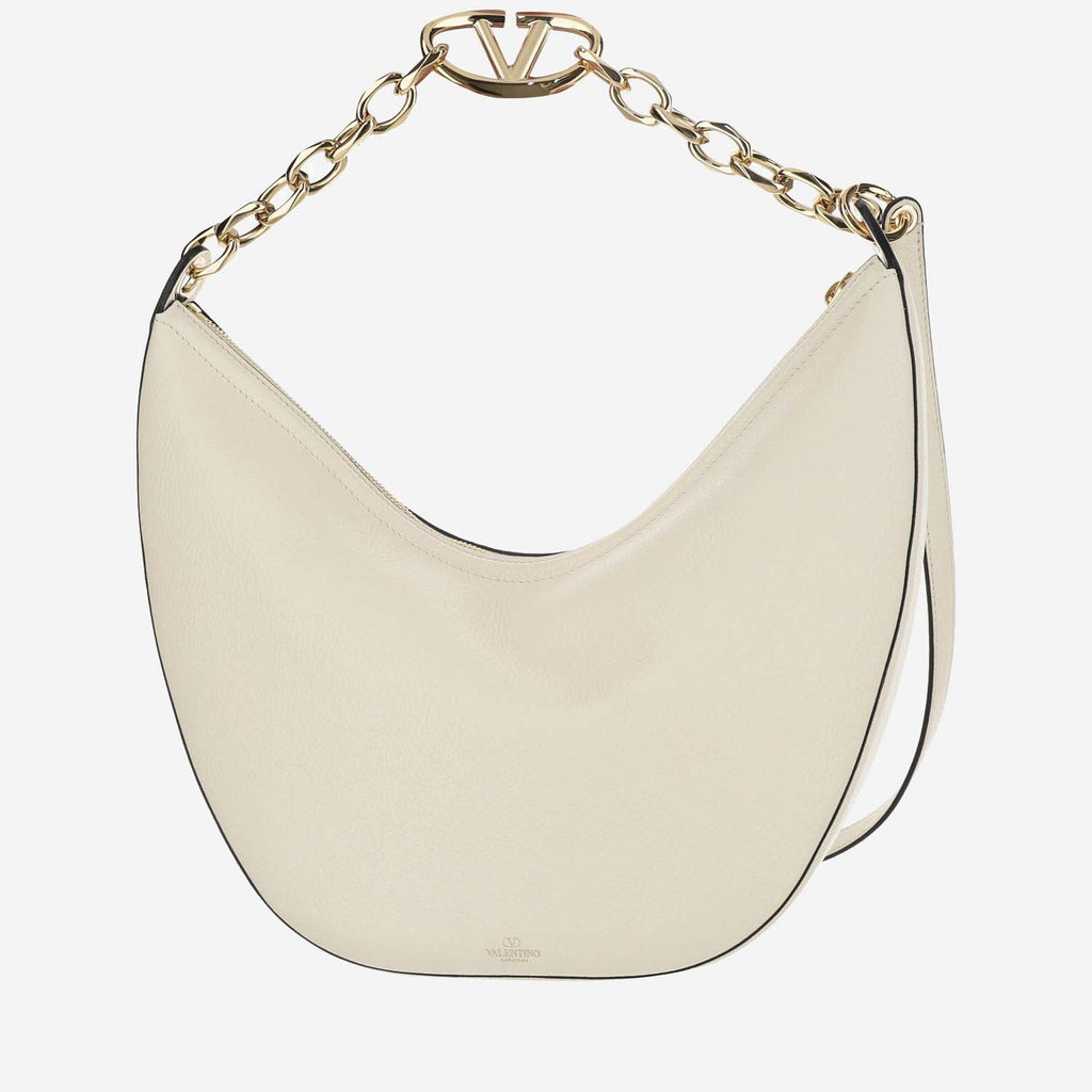 Valentino Garavani Vlogo Moon Medium Hobo Shoulder Bag - Ivory