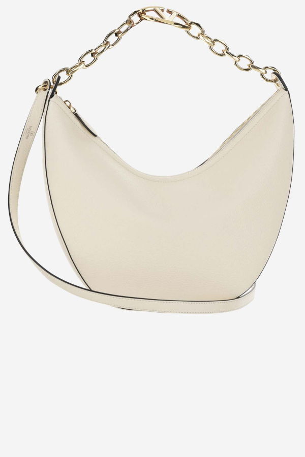 Valentino Garavani Vlogo Moon Medium Hobo Shoulder Bag - Ivory