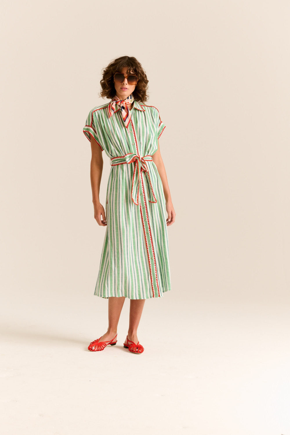 Carolina K Valerie Kaftan - Green Stripe
