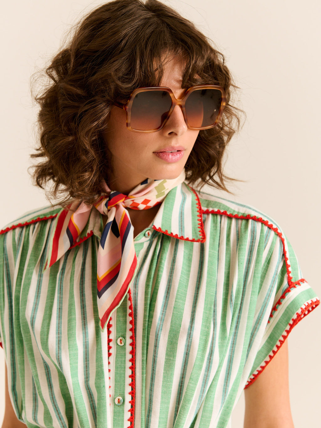 Carolina K Valerie Kaftan - Green Stripe