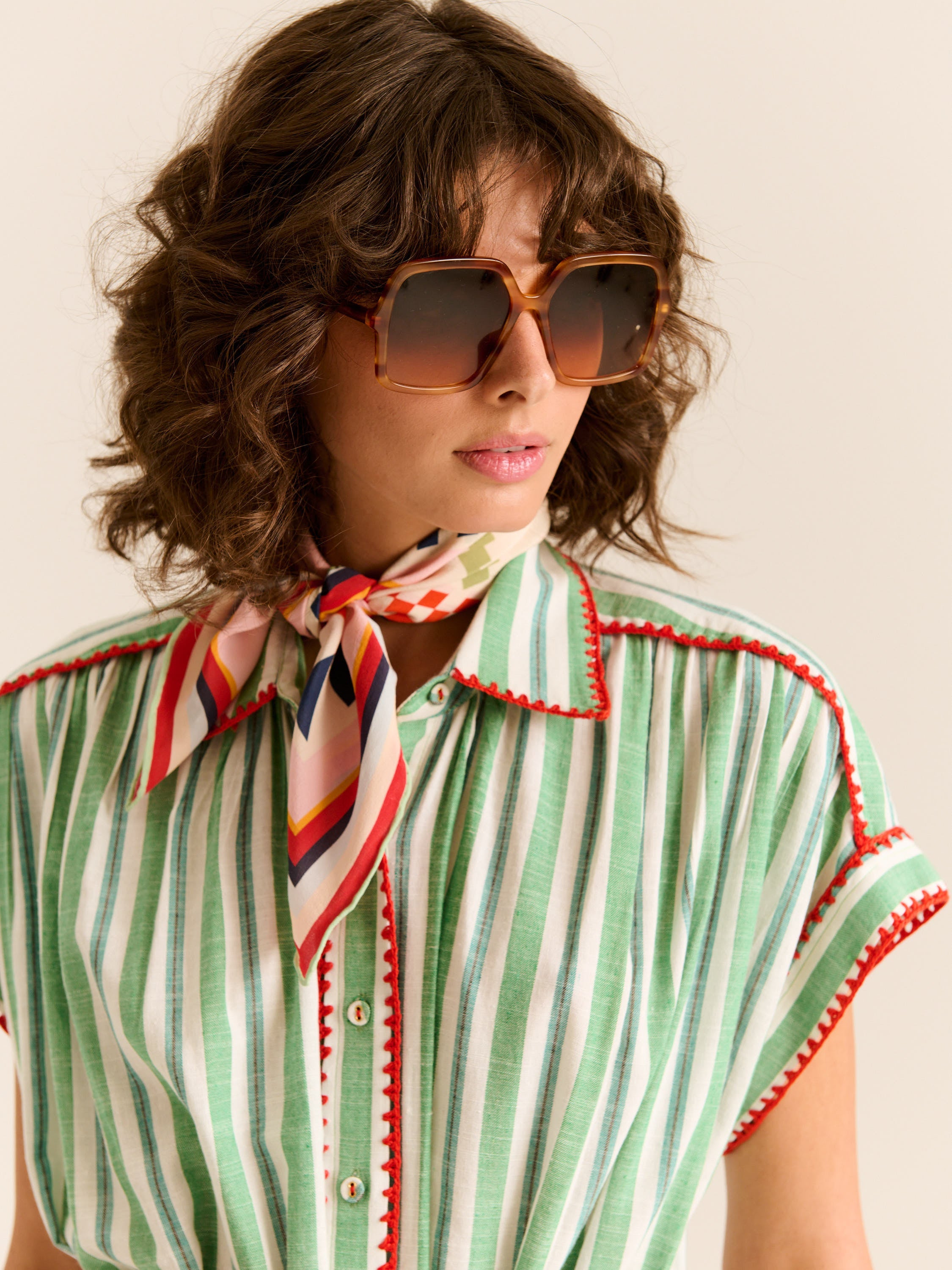 Carolina K Valerie Kaftan - Green Stripe