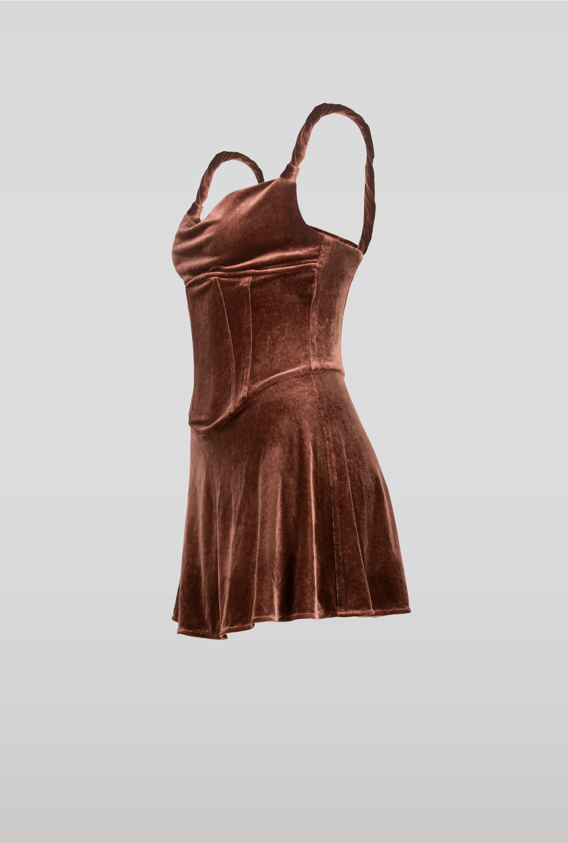 SAEMDI Velvet corset dress - Brown