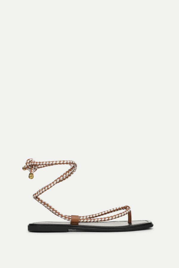 Veronica Beard Carmina Wrap Sandal - Hazelwood/Ecru