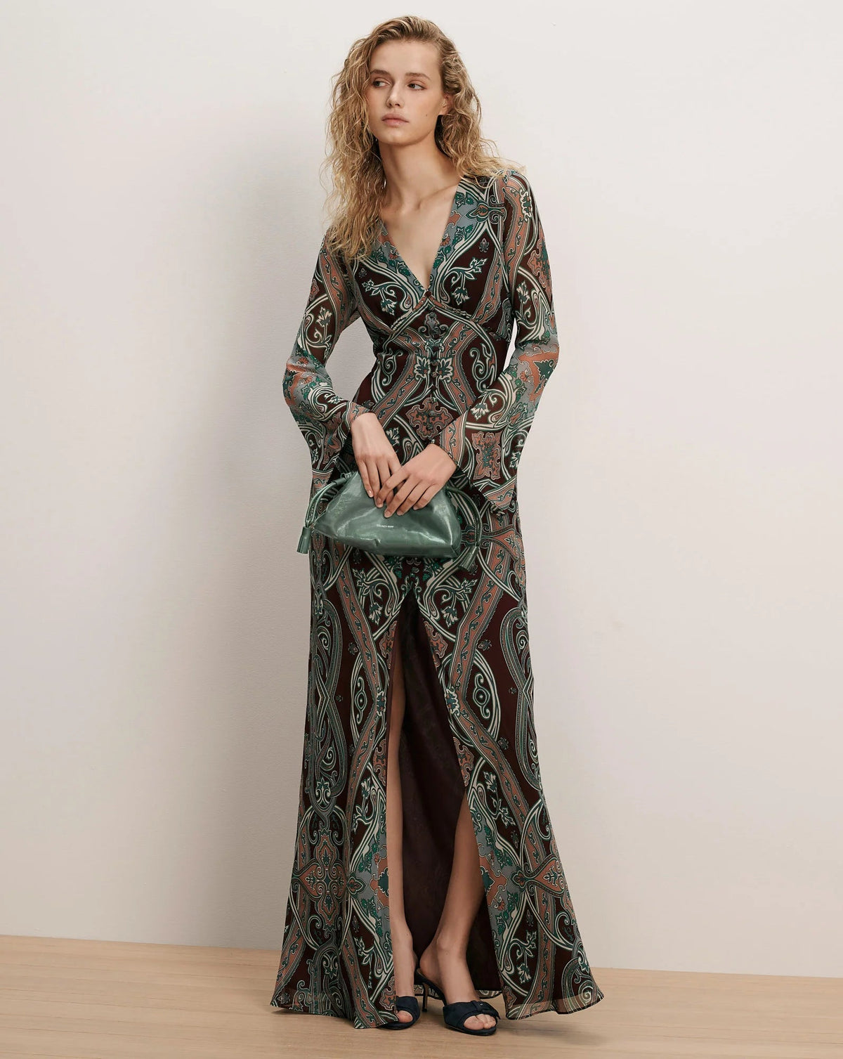 Veronica Beard Daciana Silk Maxi Dress - Raisin Multi