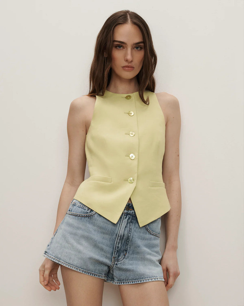 Veronica Beard Hartwell Linen Vest - Pistachio