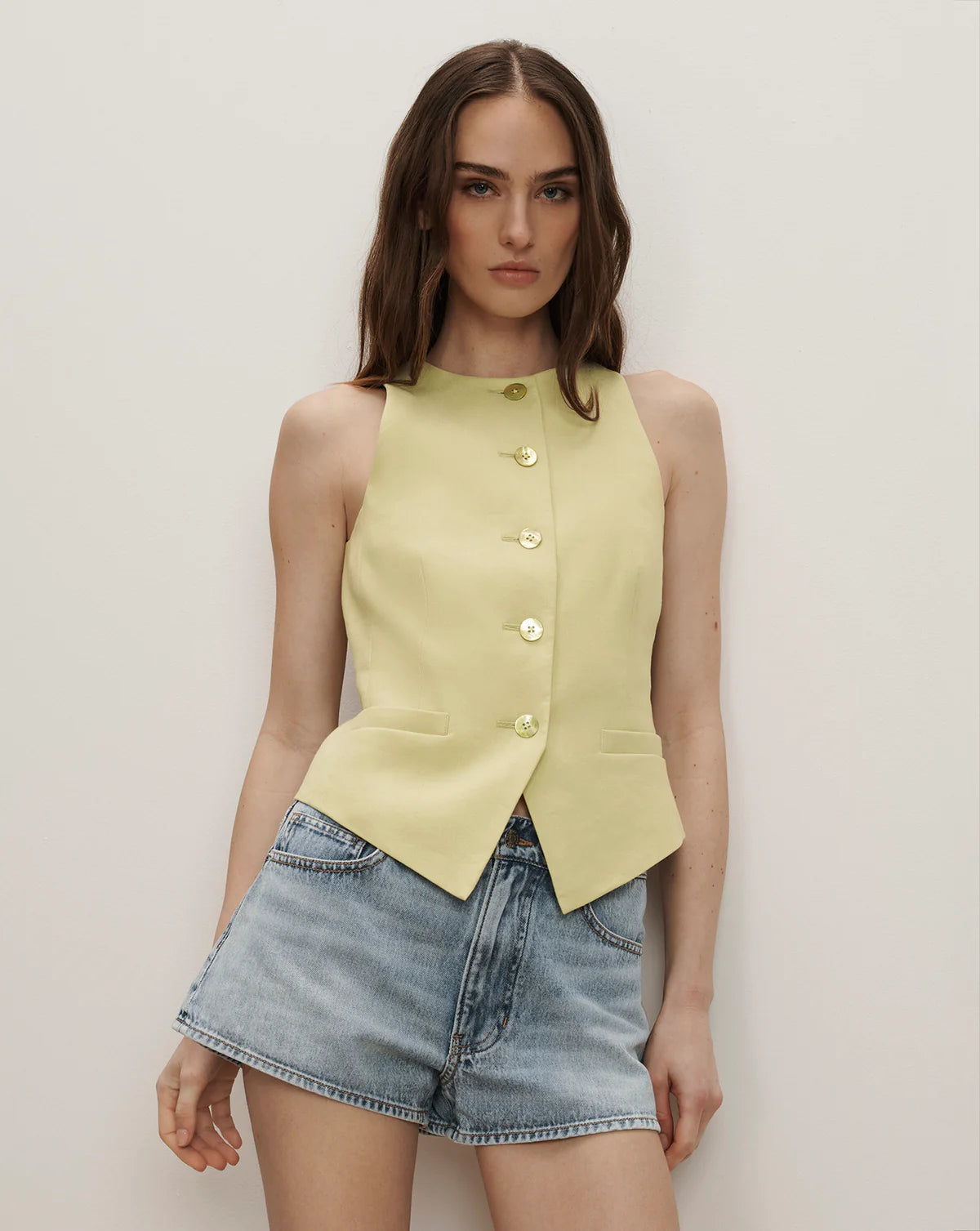 Veronica Beard Hartwell Linen Vest - Pistachio
