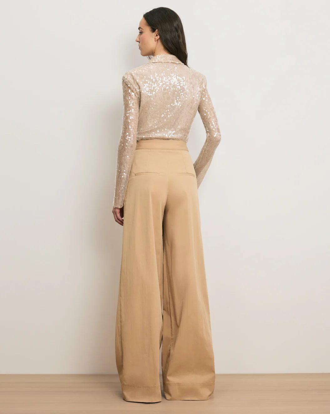 Veronica Beard Heron Crossover Waistband Pants - Khaki