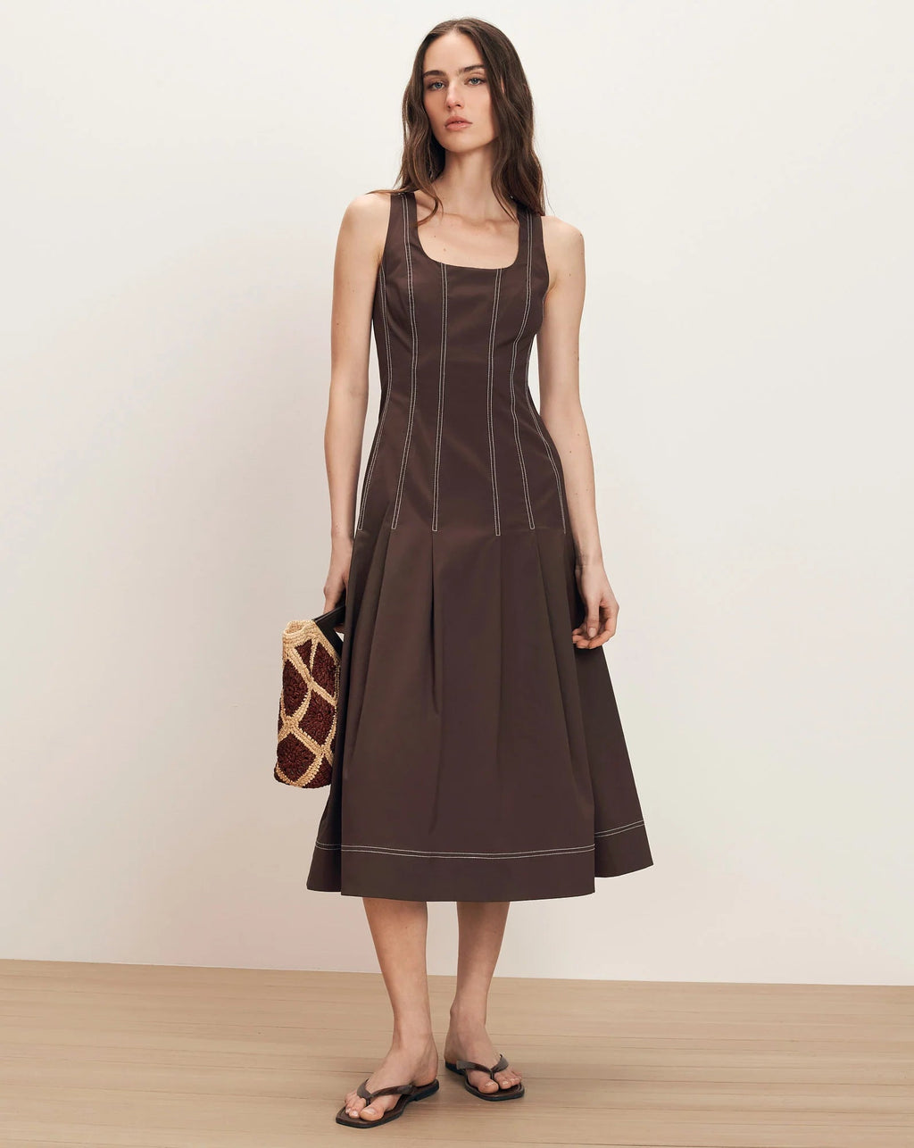 Veronica Beard Jolie Cotton Poplin Midi Dress