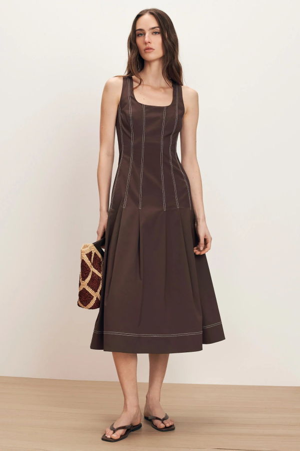Veronica Beard Jolie Cotton Poplin Midi Dress