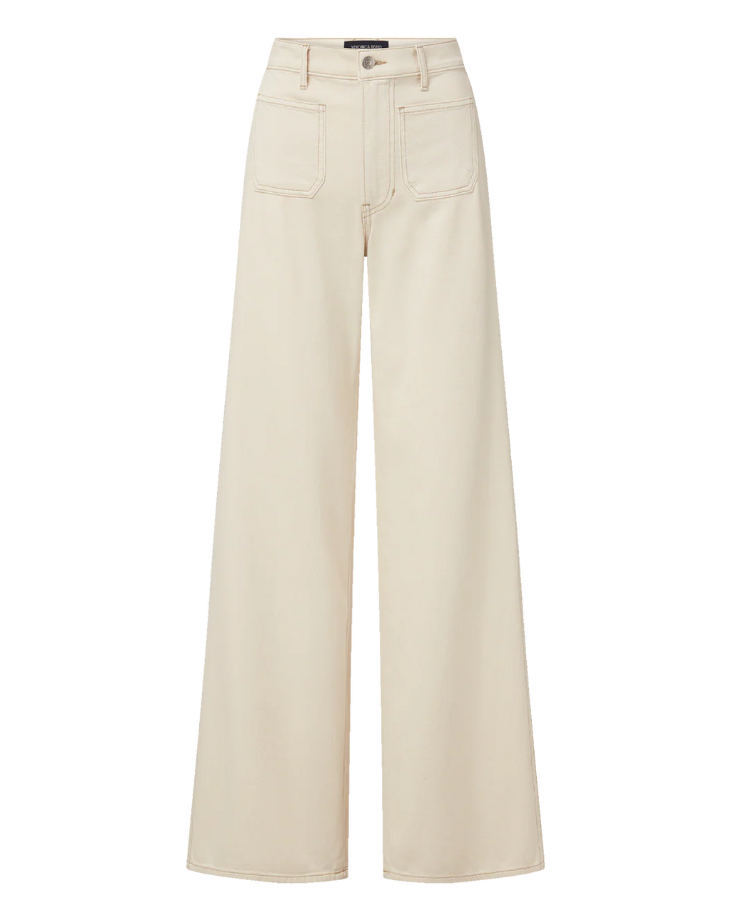 Veronica Beard Kasey Patch-Pocket Wide-Leg Jeans - Ecru