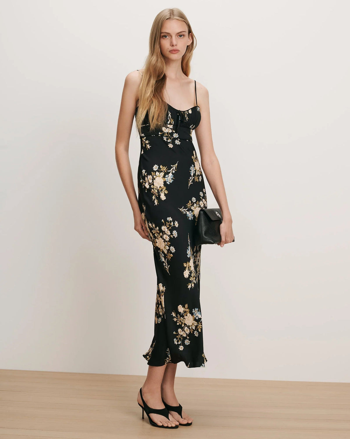 Veronica Beard Kieren Floral Slip Dress - Black Multi