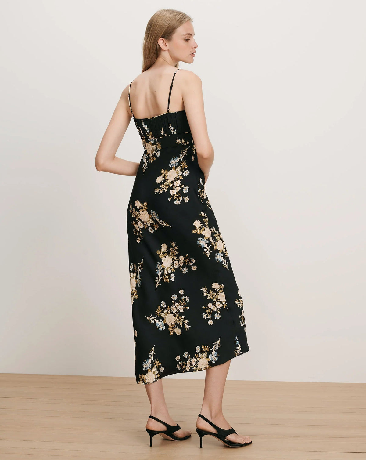 Veronica Beard Kieren Floral Slip Dress - Black Multi