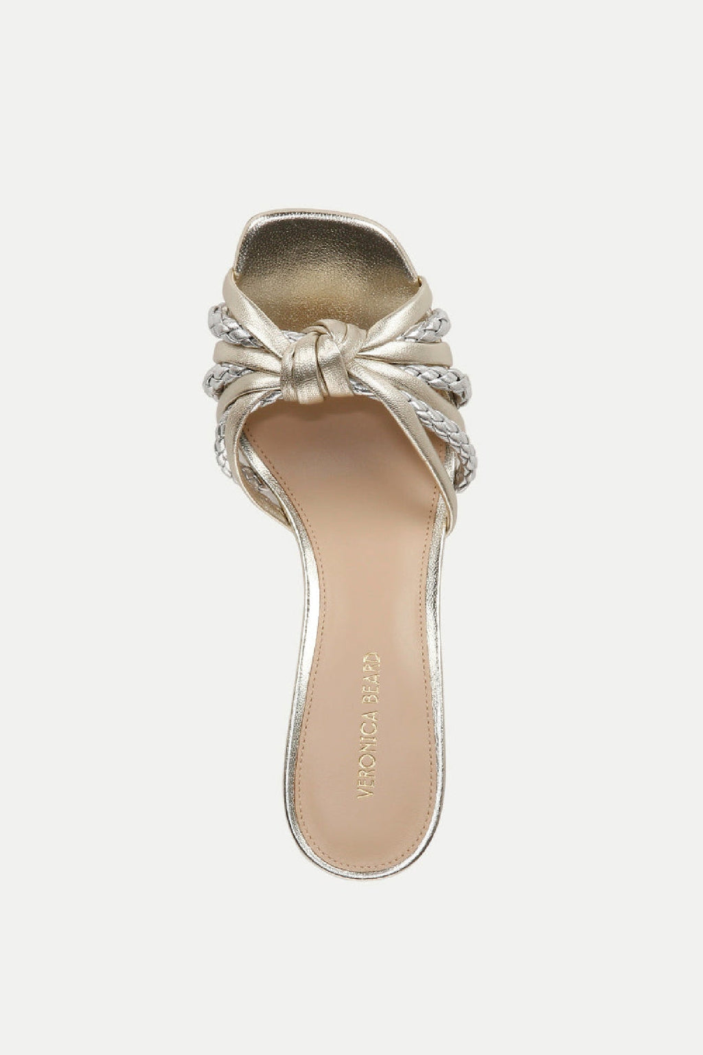 Veronica Beard Misa Knot Front Heeled Sandal - Platinum