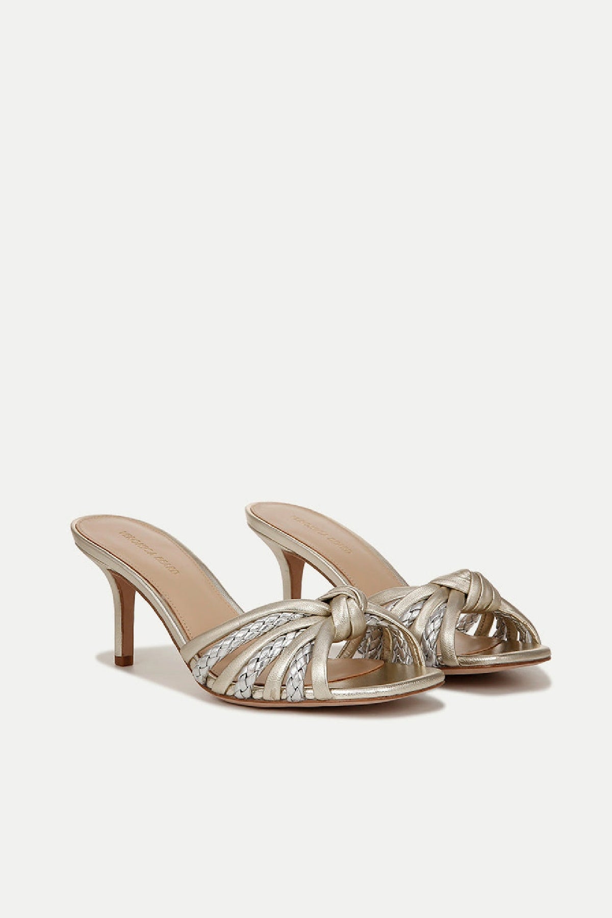 Veronica Beard Misa Knot Front Heeled Sandal - Platinum