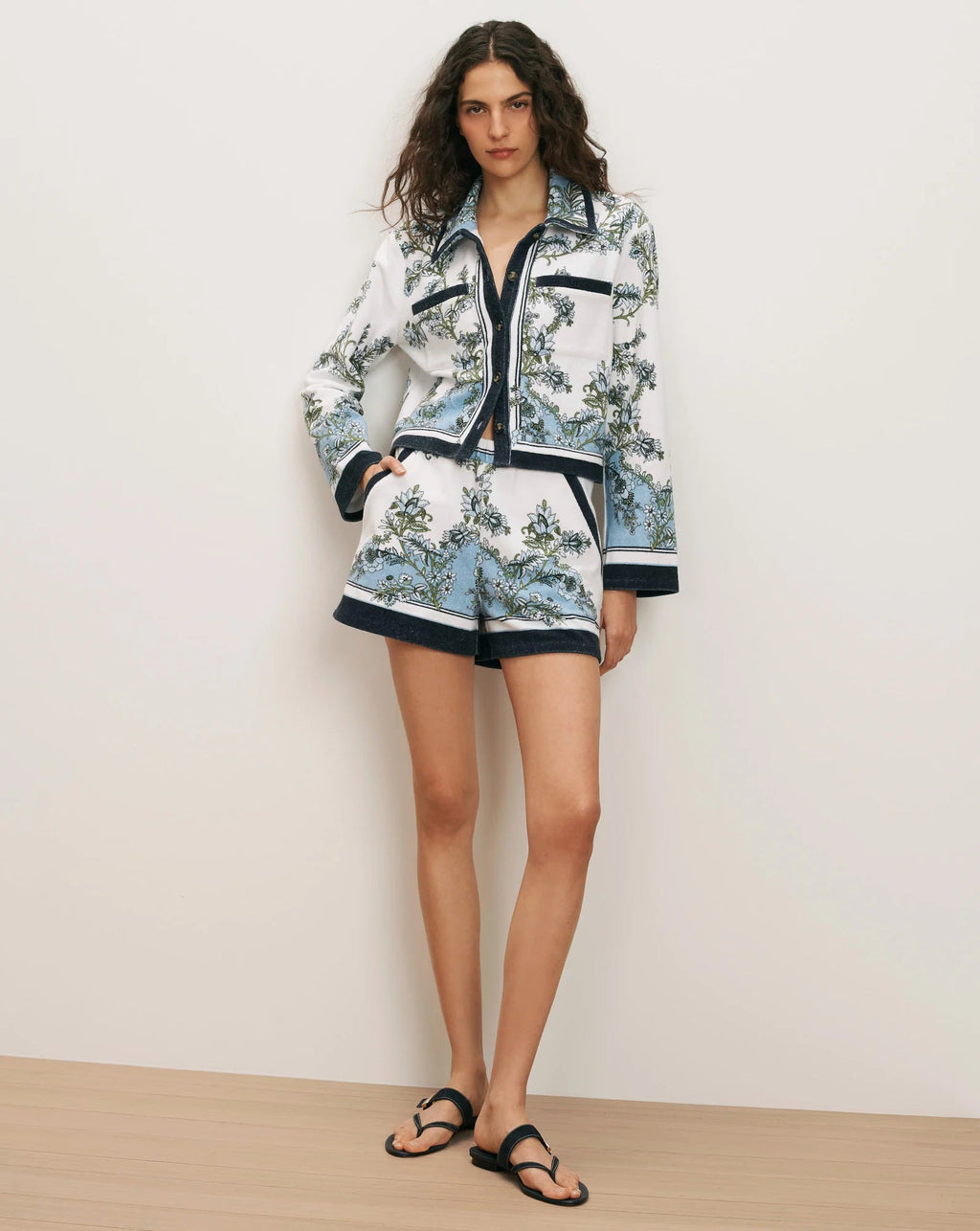Veronica Beard Novelle Terry Button-Down Cardigan Shirt