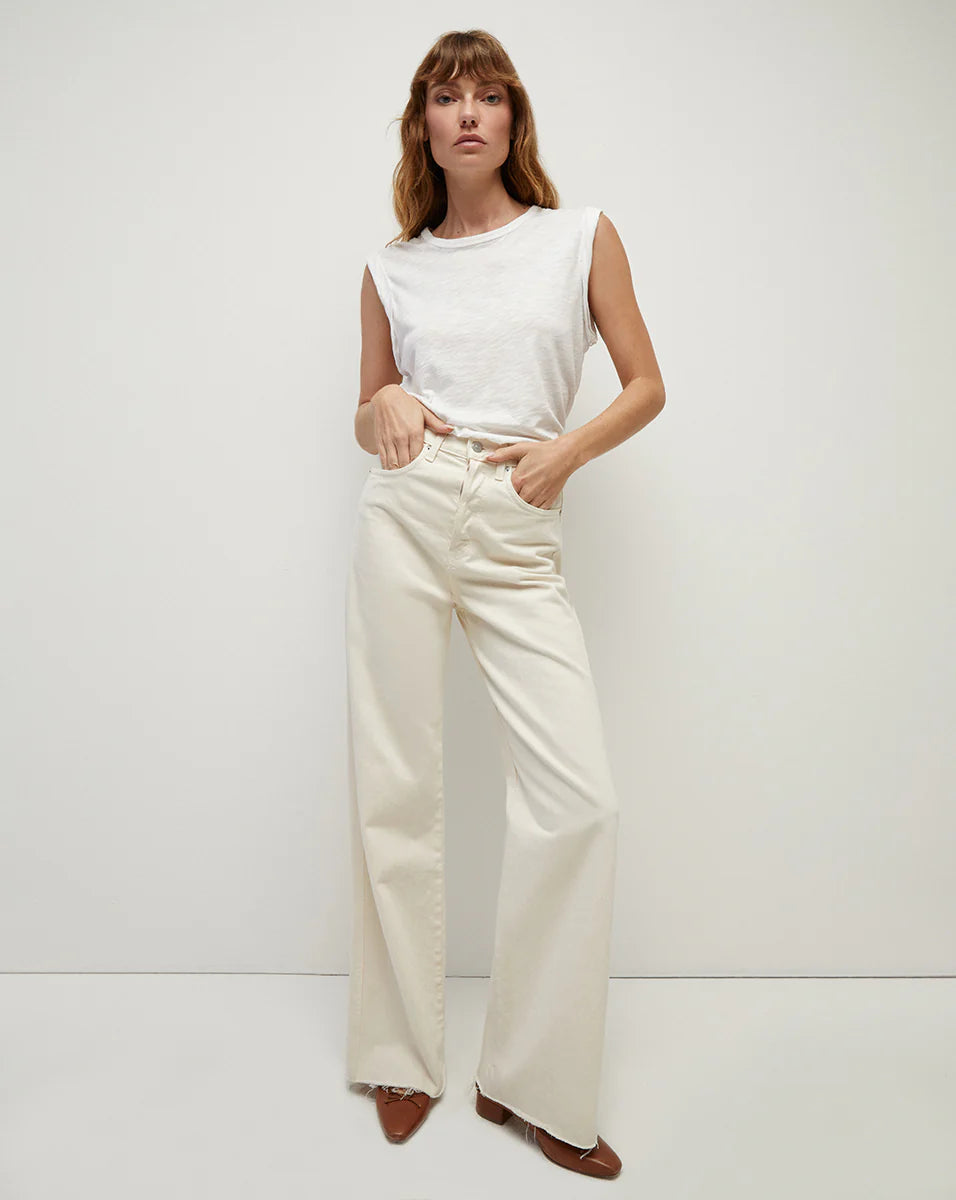 Veronica Beard Taylor High Rise Wide Leg Jeans - Ecru