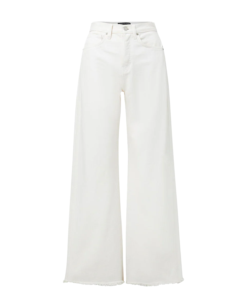 Veronica Beard Taylor High Rise Wide Leg Jeans - Ecru