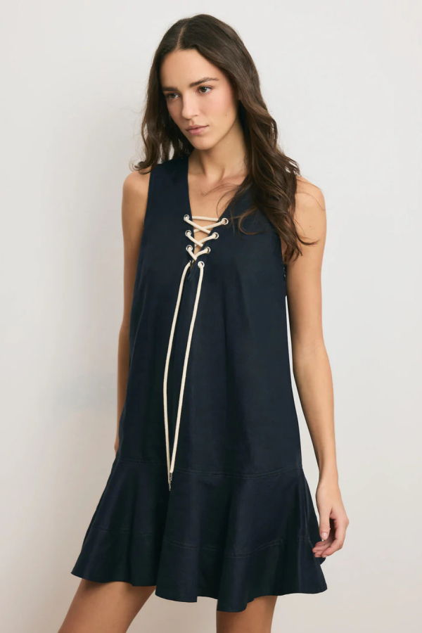 Veronica Beard Treena Linen Mini Dress - Navy