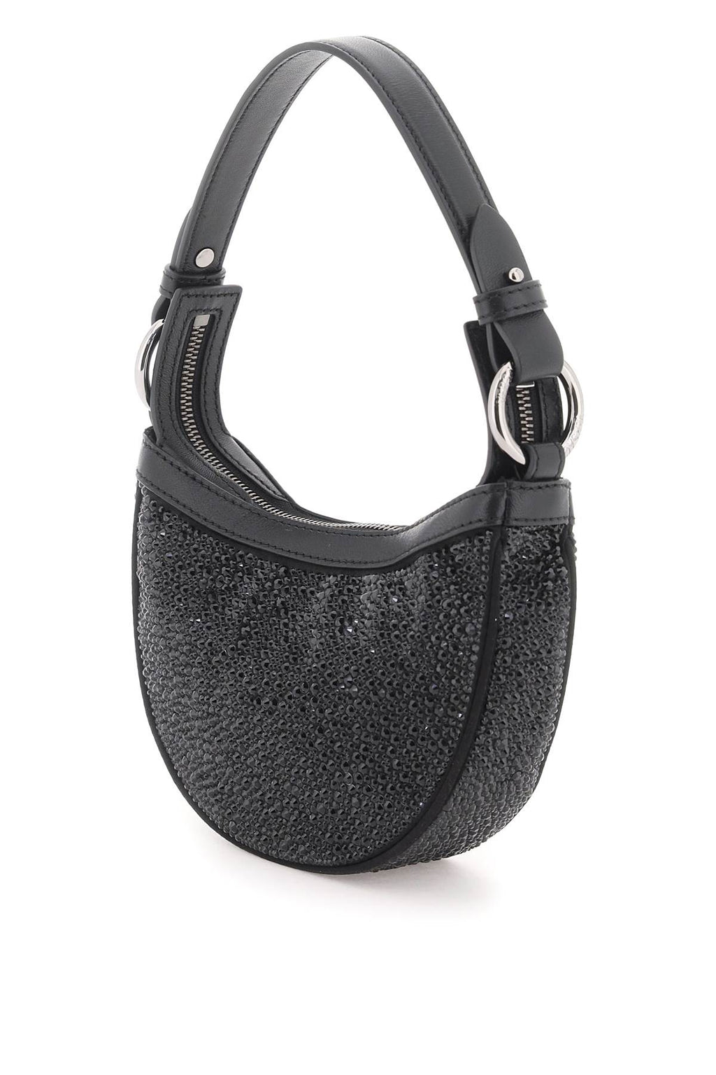 Versace Crystal Repeat Mini Hobo Bag - Black Ruthenium