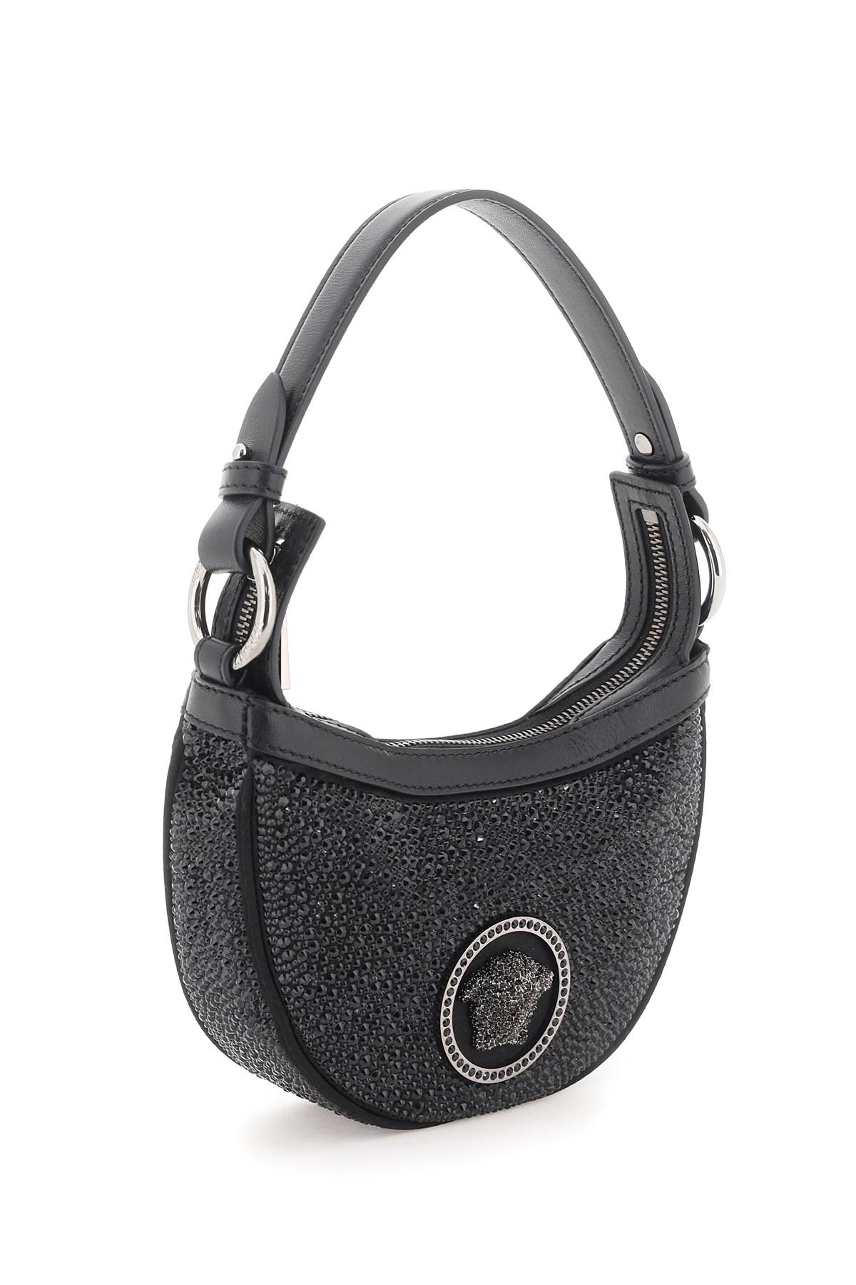 Versace Crystal Repeat Mini Hobo Bag - Black Ruthenium