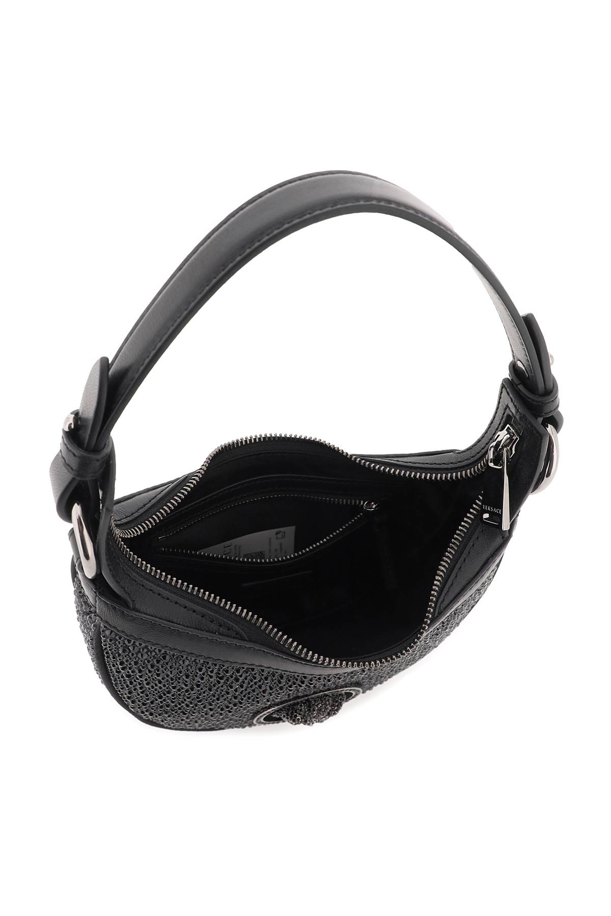 Versace Crystal Repeat Mini Hobo Bag - Black Ruthenium