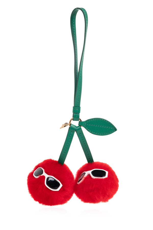 Versace Furry Bag Charm - Red/Green