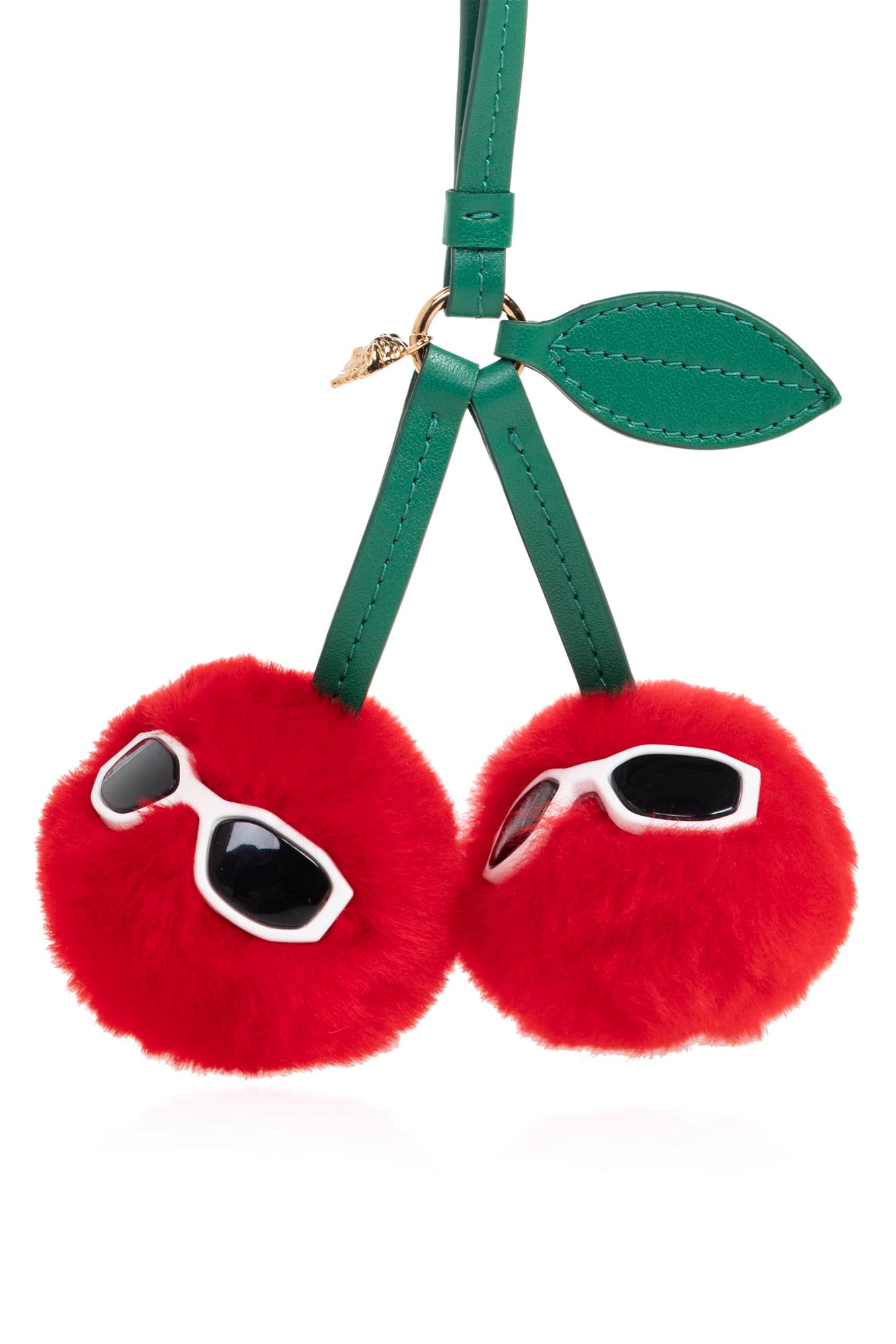 Versace Furry Bag Charm - Red/Green