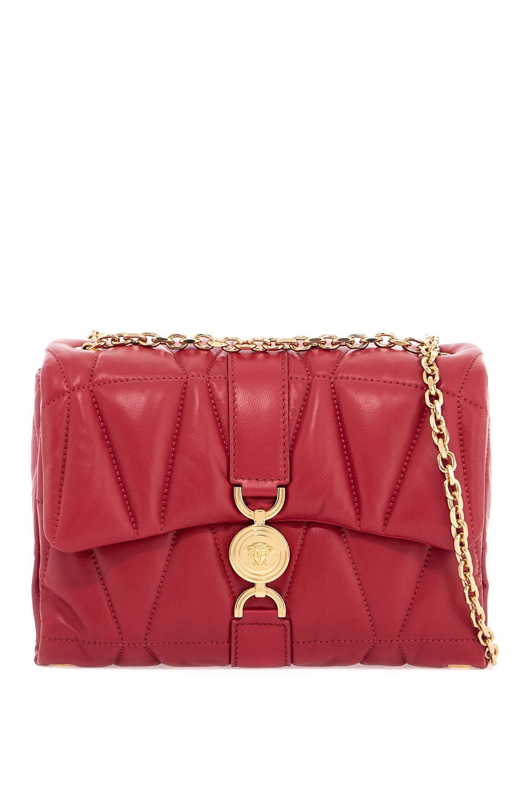 Versace Kleio Quilted Shoulder Bag - Lipstick Red-Versace Gold